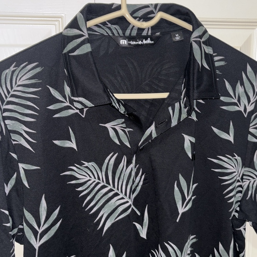 Travis Miller Men's Black Leaf Print Shirt size Medium
